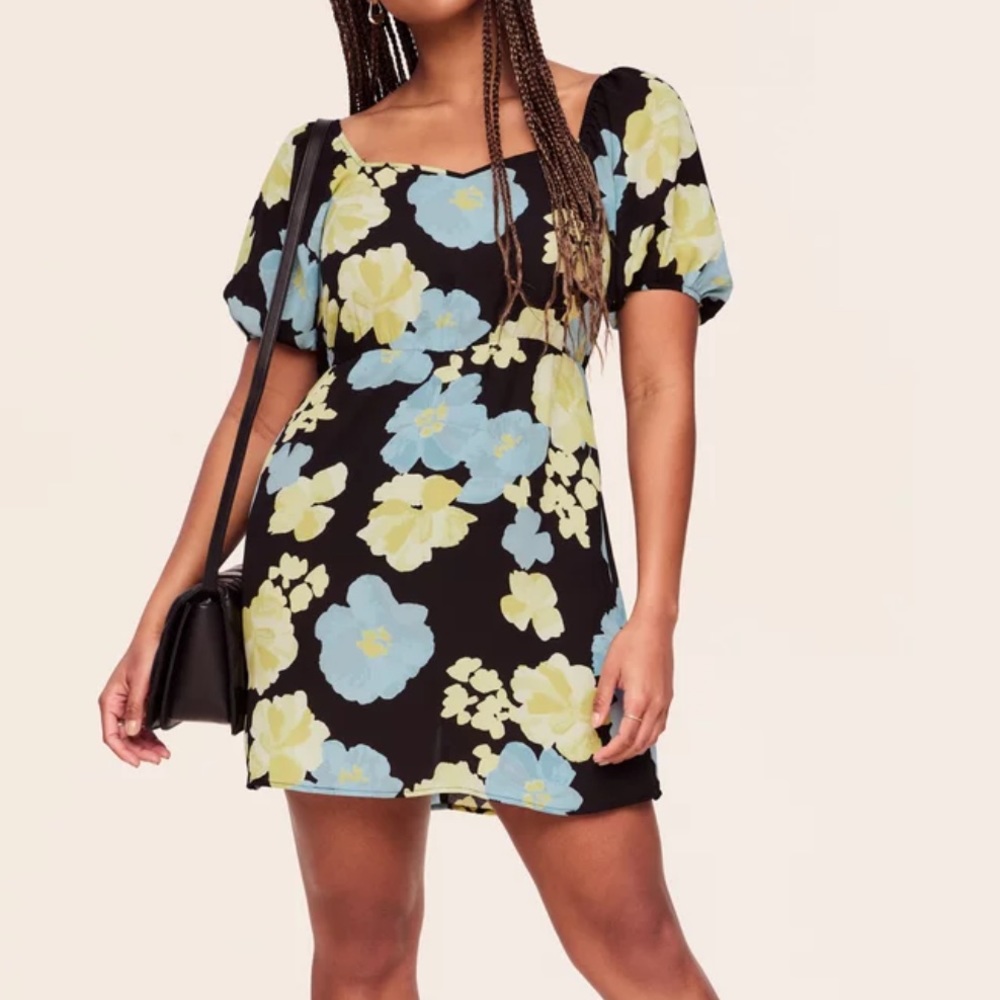 Blue and green floral summer dress
